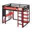 Lit mezzanine double en bois avec lumière RVB et tablettes-56352717