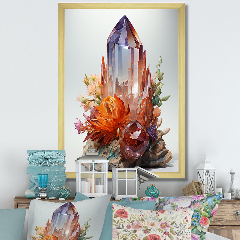 Spiritual Stone Quartz I - Impression, H 20 po x l 12 po x P 1 po, Encadrement doré