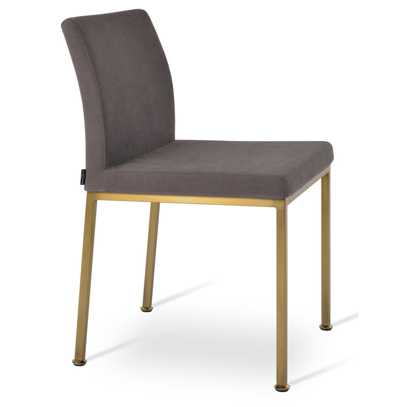 Aria Metal Side Chair in Wool, Wool Mocha, Gold