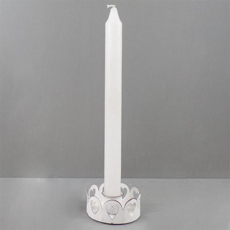 Couronne en forme de cœur avec bougeoir en métal blanc
