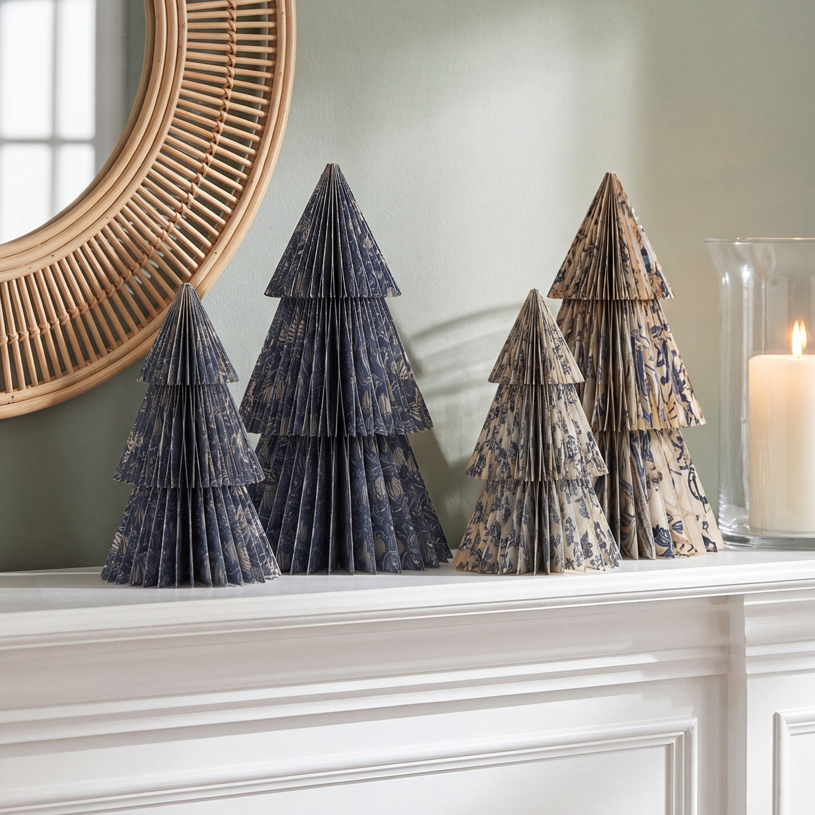Patterned Paper Honeycomb Tabletop Trees