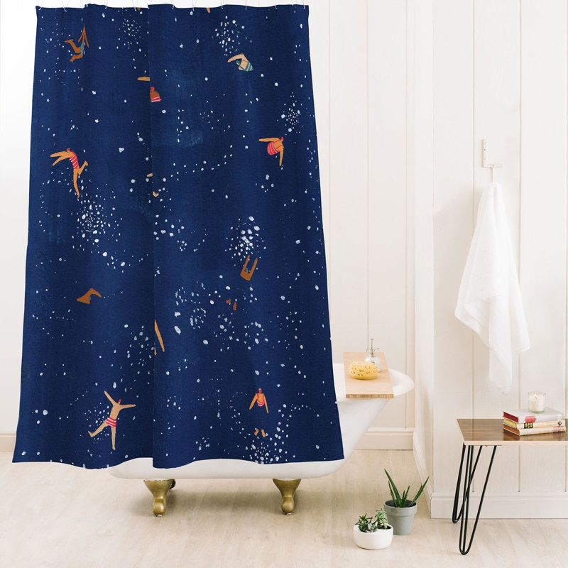 Rideau de douche Ninola Design, Bleu marine / abstrait