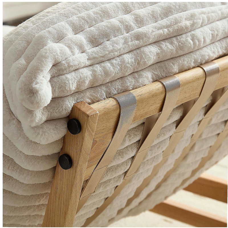 Canapé d'appoint sans accoudoirs, canapé simple décontracté, tissu velours côtelé, pour le salon et la chambre à coucher, avec dossier, siège simple, blanc cassé