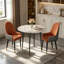 Round Dining Table And 4 Chairs Set, 5pcs Dining Room Sets For Restaurant Kitchen Office, 2-4 Seaters Marble Table And Light Khaki Microfiber Silicone Leather Kitchen Chairs Set Of 4-652617685-652617674