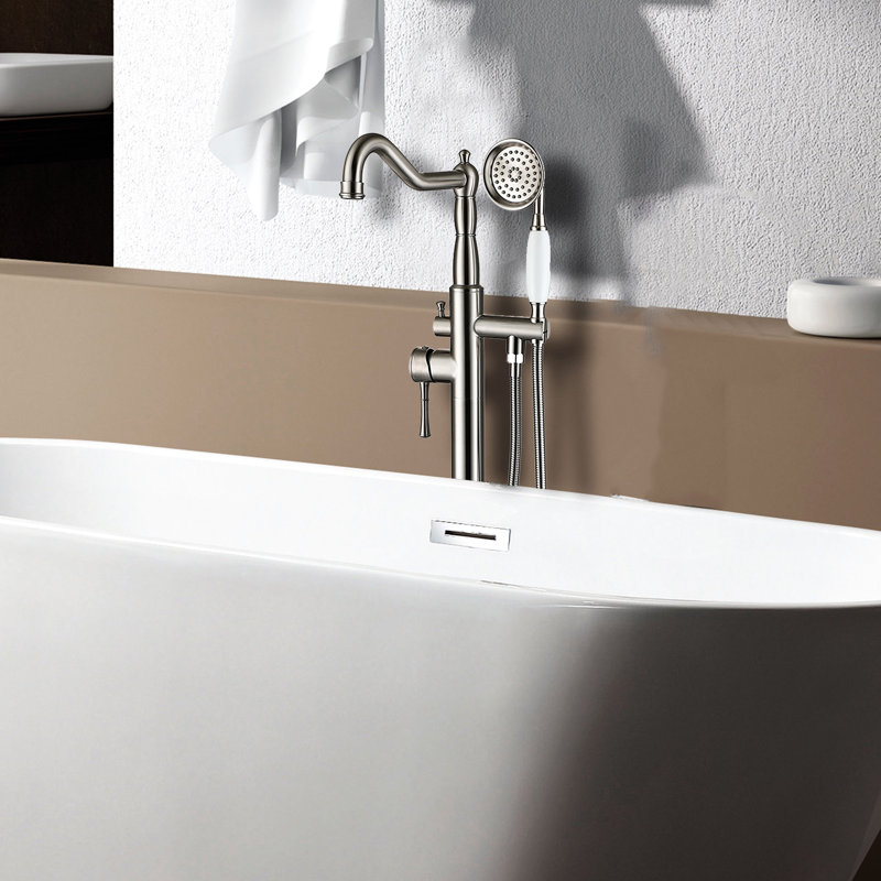 Modern Bathroom Bathtub Faucet With Hand Shower - Metal, 43.05 In. Depth Corrosion 6.51 Height Full Body Spray For