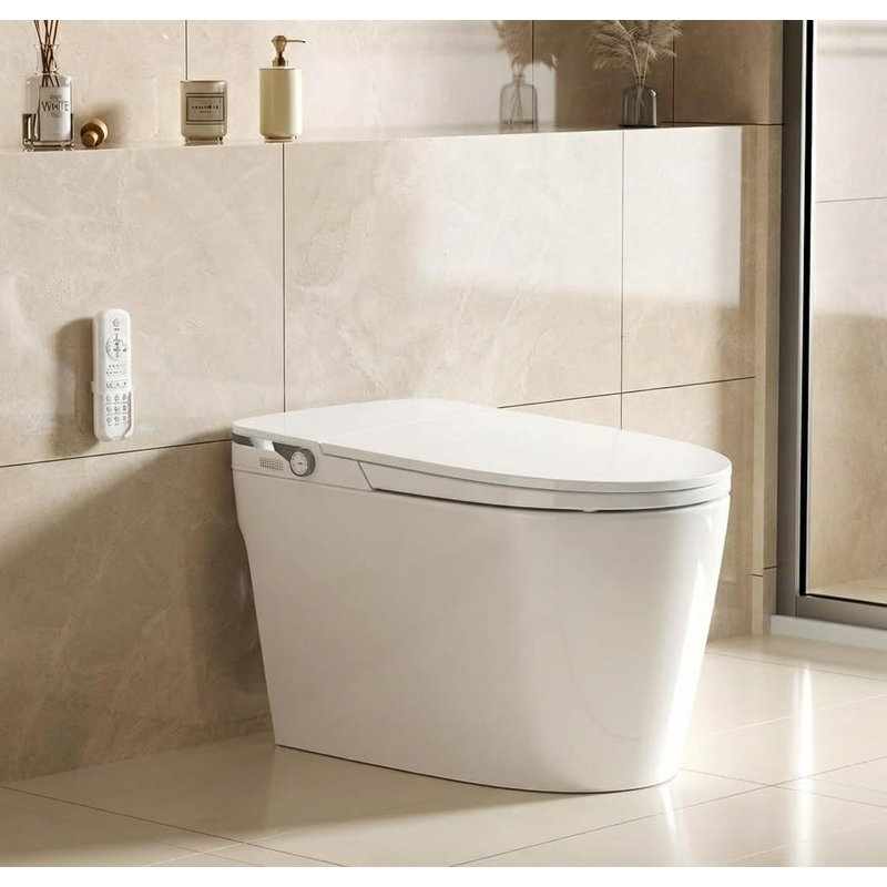 Toilette commerciale GarveeHome Smart ADA - avec couvercle à ouverture / fermeture automatique, siège chauffant, bidet à eau chaude immédiate, chasse d'eau avec détecteur de pieds