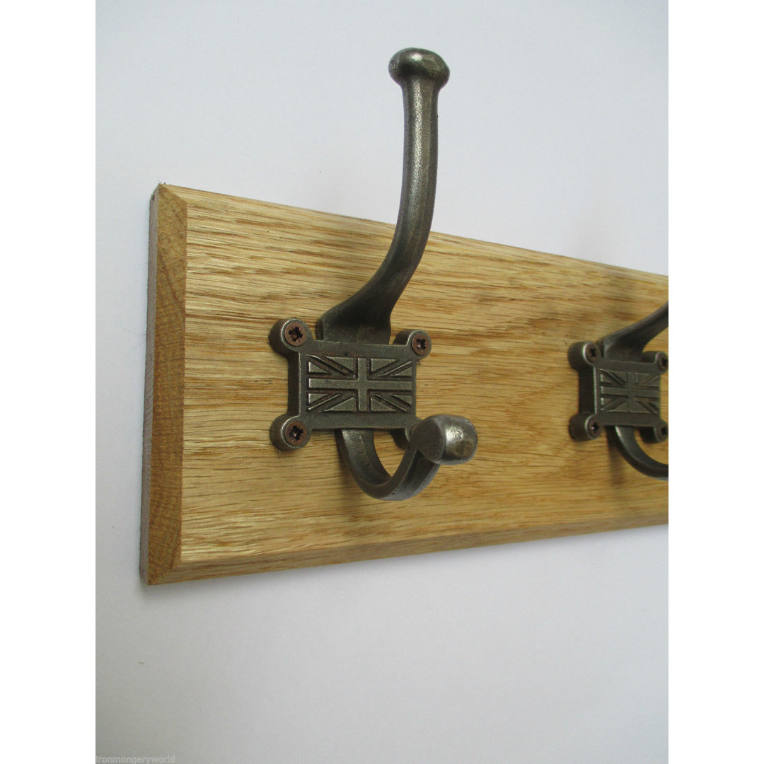 Solid Wood 2 - Hook Wall Mounted Coat Rack