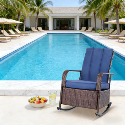 Chaise berçante souple, fauteuil inclinable en rotin d'extérieur