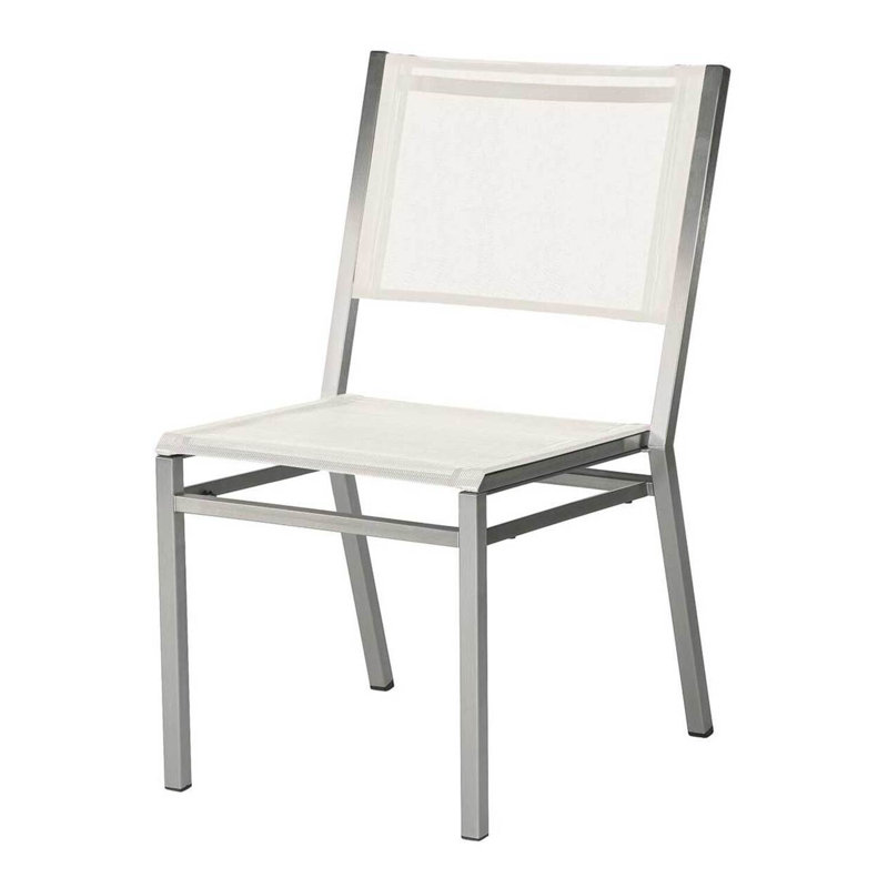 Equinox Dining Side Chair, Pearl/Silver
