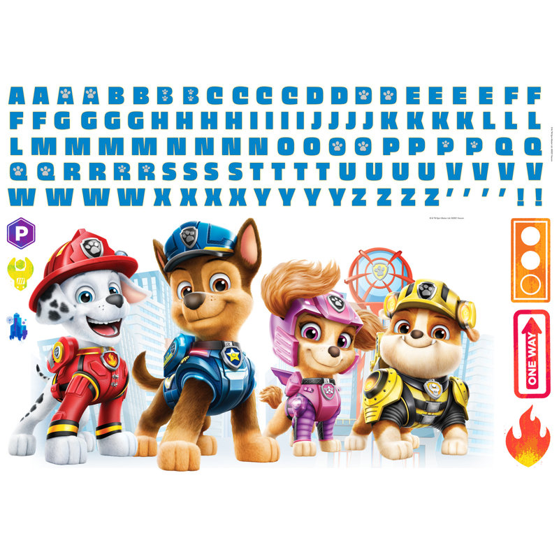 Paw Patrol Personalized Alphabet Peel and Stick Wall Decals