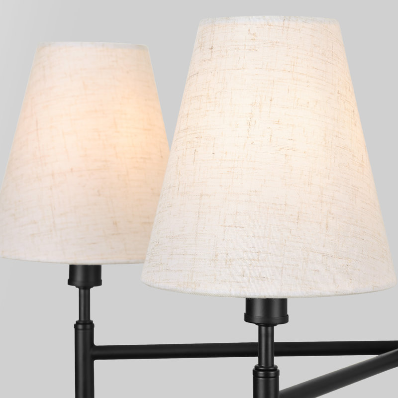 Lustre 6 lumières en tissu moderne avec 2 appliques murales pour salle à manger, Noir mat
