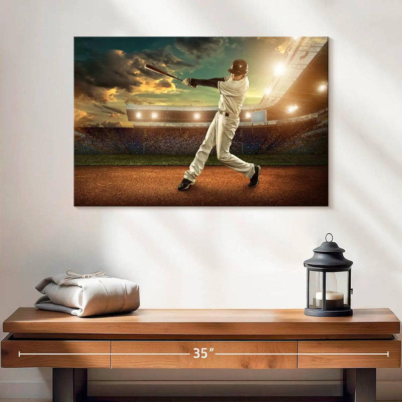 Sireci Baseball Player In Action, 16" H x 24" W