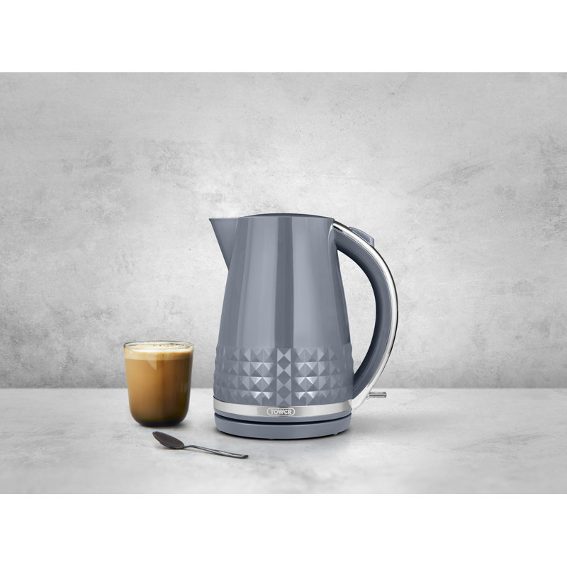 Tower T10075 Solitaire Kettle with 360° Swivel Base Cord Storage 1.5L 3KW, Grey