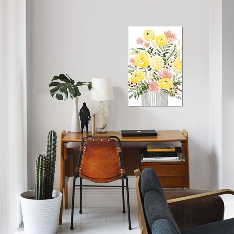 « rosé bouquet i », reproduction sur toile, H 26 po x l 18 po x P 1,5 po, Toile tendue, Pas de tapis