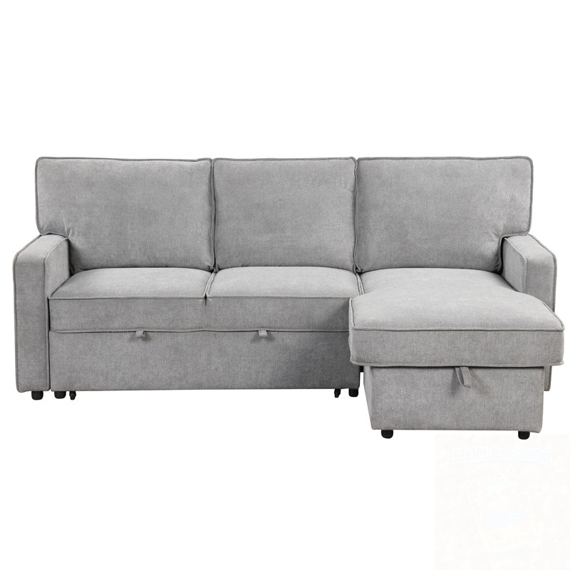 L-Shape Sectional Sofa With USB Port, 2 Cup Holders, Gray Polyester Blend