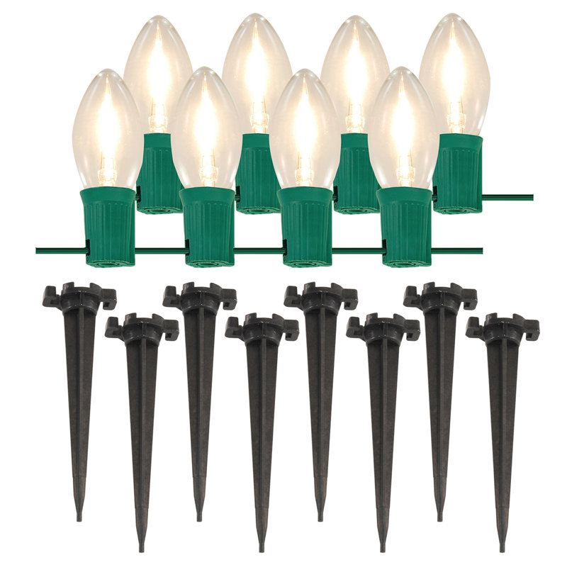 Electric Pathway Lights with 8 LED Bulbs, White