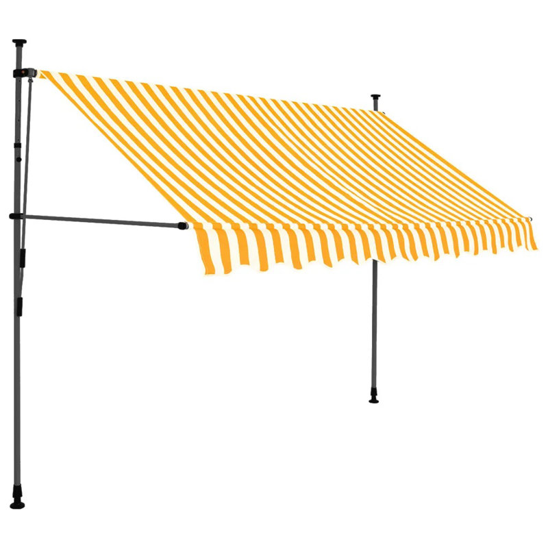 Dakota Fields Fabric Cover Retractable Patio Awning, White/Orange, 3m W x 1.2m D