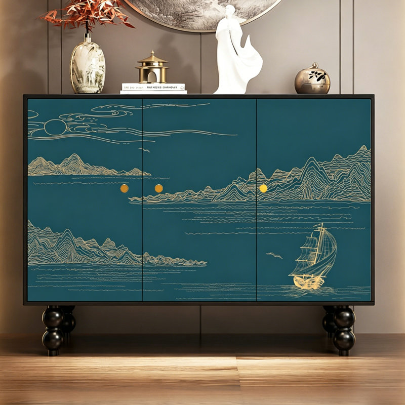 Chinese Style Wooden Entryway Storage Cabinet