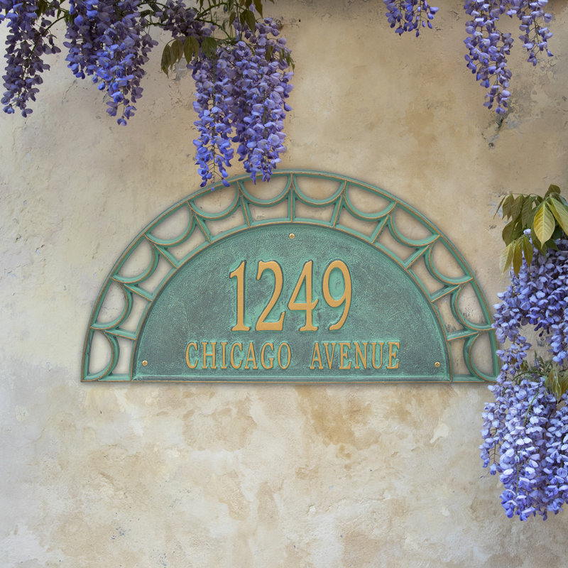 Signature Series 2-Line Wall Address Plaque, Verdigris, Bronze, Yes