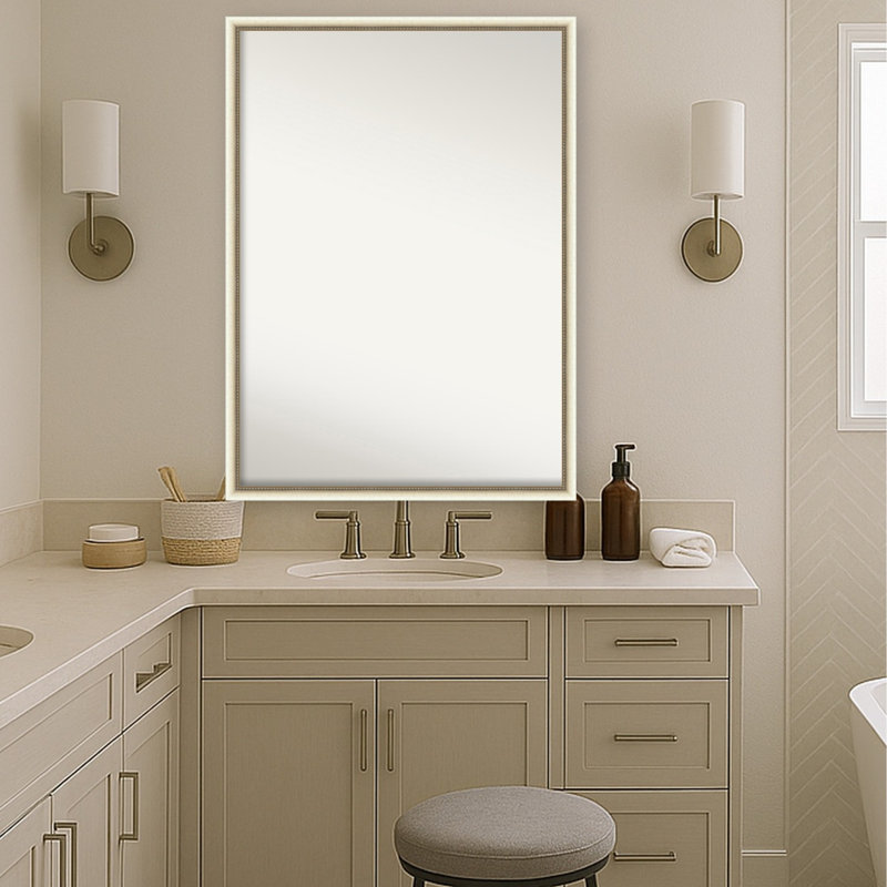 Miroir mural de salle de bain Phillip, L 40 po x H 29 po, Blanc Belmont