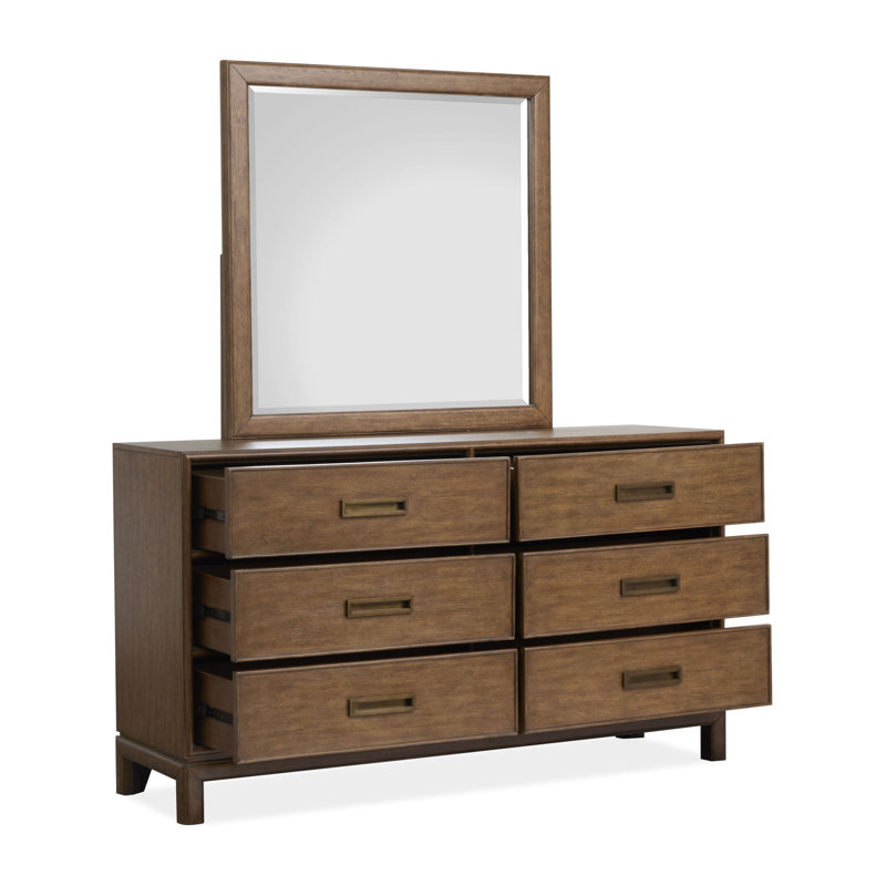 Lit à panneaux avec commode double et commode double avec miroir de paysage Ivanhoe, 3 Pcs: Bed, Dresser, Mirror, Queen