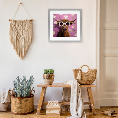 Fresh As A Daisy Cattle Framed Print Under Glass, design by Lucia Heffernan