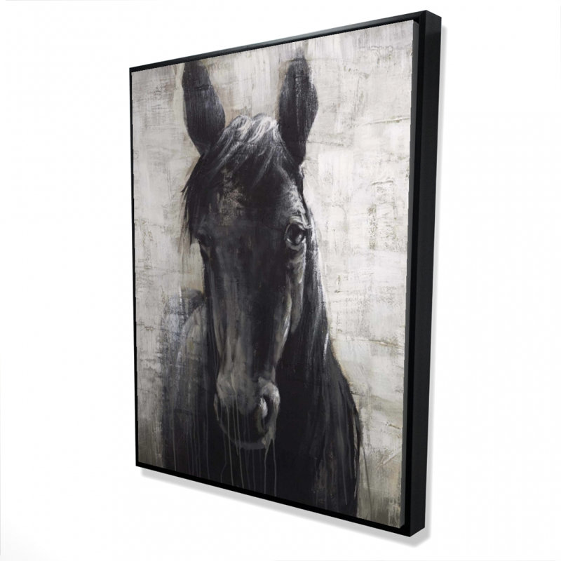 Black Horse Print On Canvas, H 48 po x l 36 po