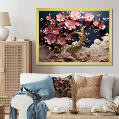Orchidée bleue et rose, branches d'arbre I - art mural arbre