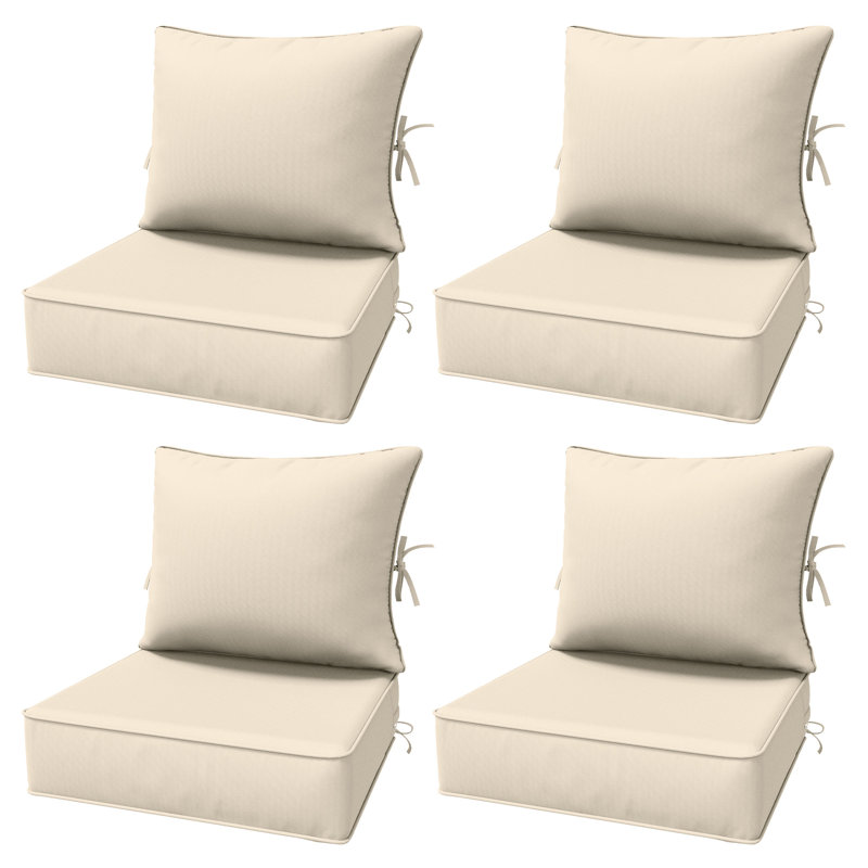 Ensemble de 6,5 po de coussins de remplacement pour l'extérieur, siège / dossier à assise profonde, l 24 po x P 24 po, ensemble de 4