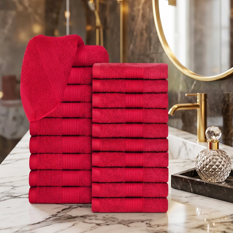 100% Cotton 600 GSM Washcloths, Red