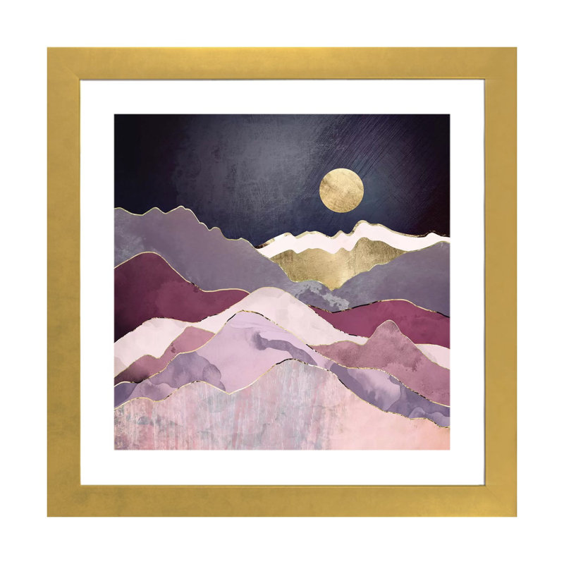 Rêve de framboise - imprimé, Encadré en papier doré, H 24 po x l 24 po x p 1 po