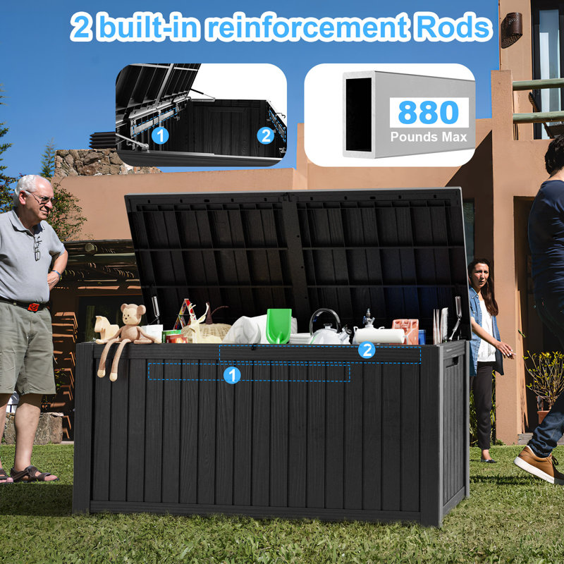 Black Resin 180 Gallon Outdoor Storage Deck Box