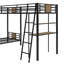 Lit superposé simple au-dessus de simple en L avec lit mezzanine avec bureau et tablette en L