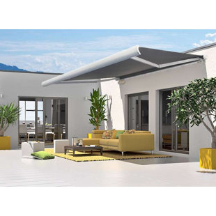 Intelroll Global 200cm W x 25cm D Fabric Anthracite Grey Cover Retractable Patio Awning