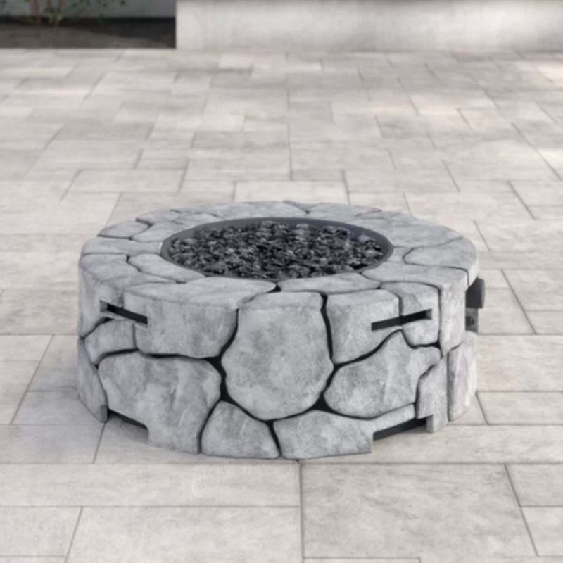 Fiber Reinforced Concrete Outdoor Fire Pit, Gray, 25" H x 30" W x 30" D