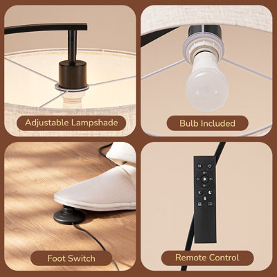 68.5" Arched Floor Lamp With Remote Control And Bulb Included