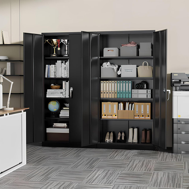 36'' W Metal Garage Storage Cabinets with 4 Adjustable Shelves and Lockable doors ( 72'' H x 36'' W x 18'' D), Black