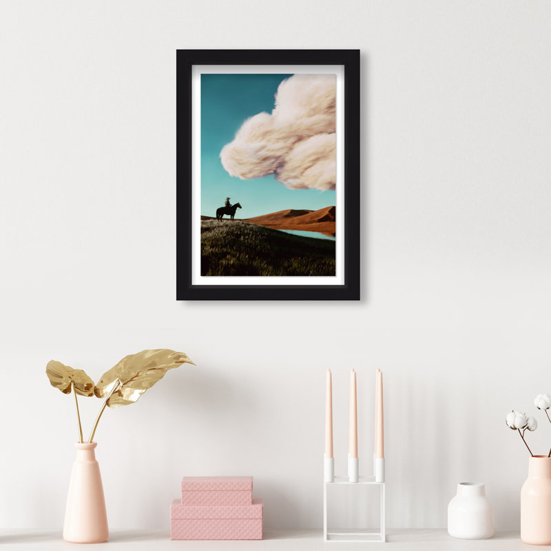 Cowboy Surreal Print by Oliver Gal, 11.5"H x 16.5"W, Black Shadowbox