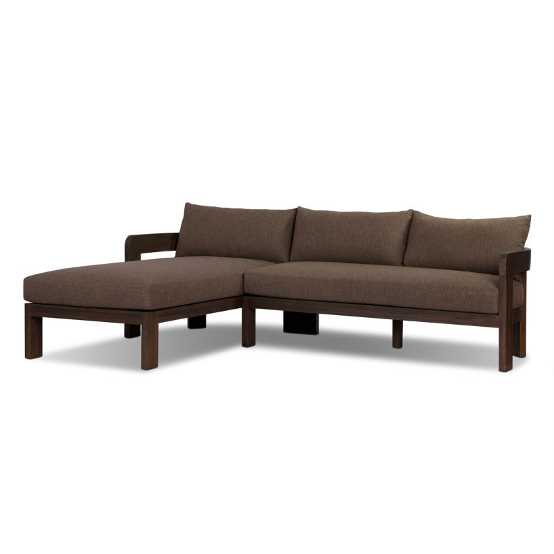 Hirst Outdoor 2PC Sectional-LAF Chaise-Ellor Brown, Stained Saddle Brown, Left Hand Facing, Ellor Brown