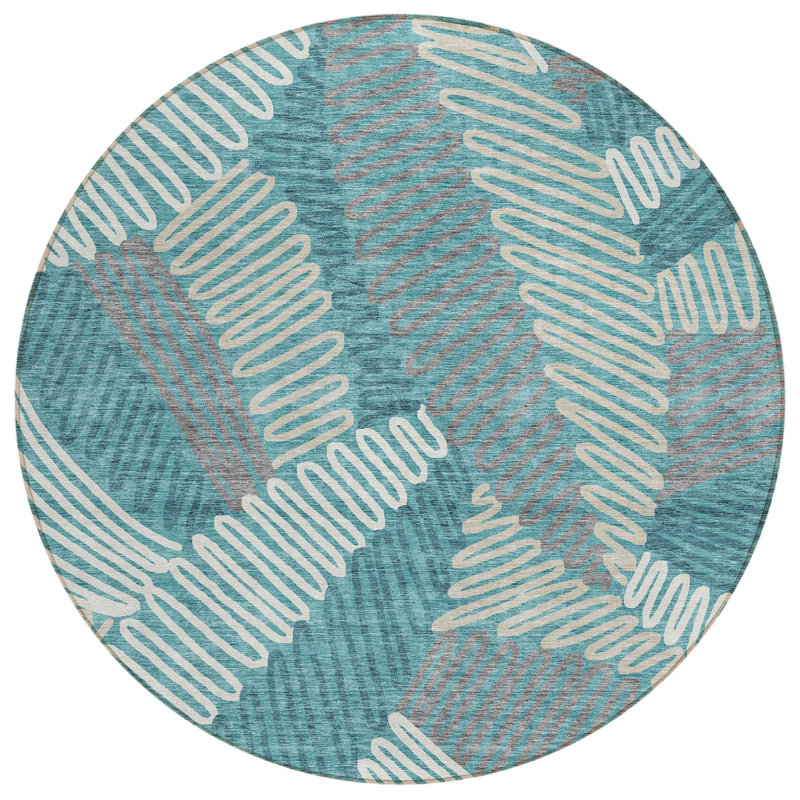 Maliana Washable Floral Indoor / Outdoor Rug, Round 8'