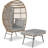 Oversized Egg Chair with Ottoman, Outdoor Patio Lounge Chairs with Steel Frame, Egg Basket Lounge Chair with Thick Cushion for Indoor Outdoor Porch Patio Backyard-353248985