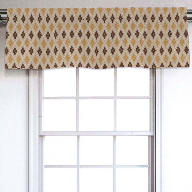 Sateen Geometric Ruffled Window Valance