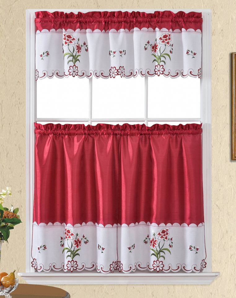 August Grove® BT484-RED POLYESTER KITCHEN CURTAIN | Wayfair