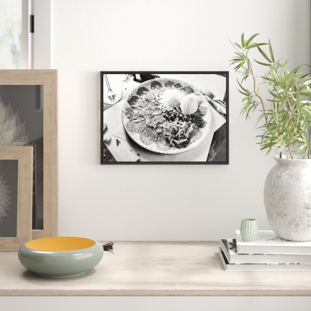 Gerahmtes Wandbild appetitliches Carpaccio Kunst B&W