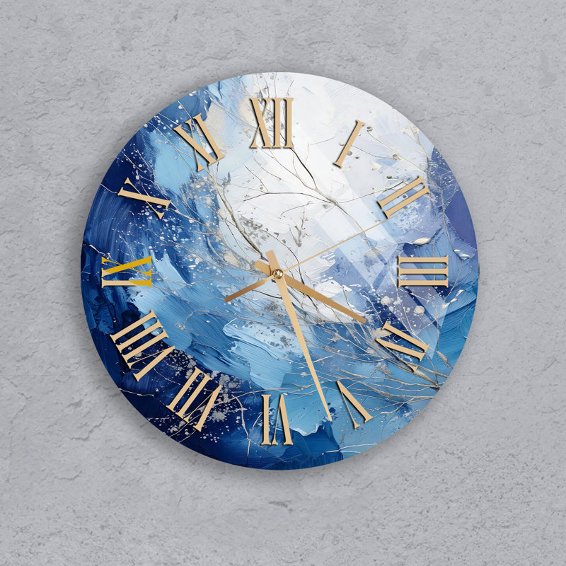 Horloge murale céleste céleste en verre trempé avec chiffres romains dorés, Petit