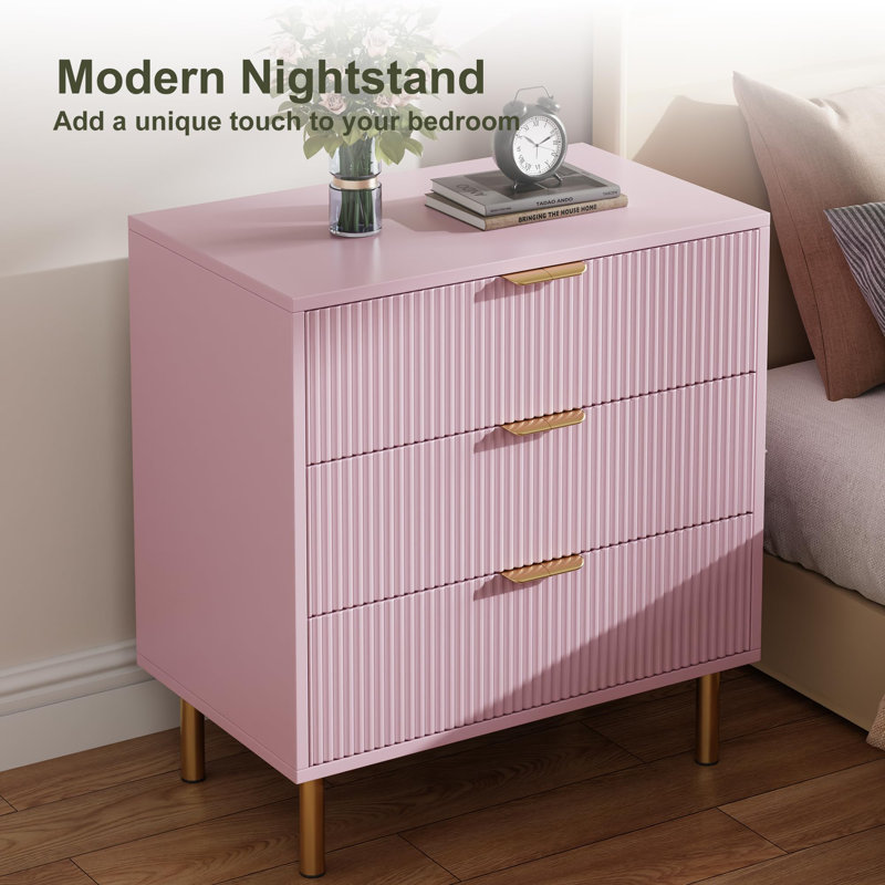 71.1 cm W Chest of 3 Drawers, Pink