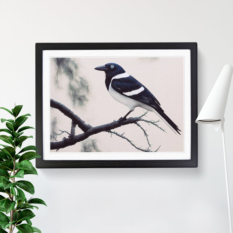 XH1022-10311X Wonderful Magpie Bird 1 Piece Single Picture Frame Wall Art, 34cm H x 46cm W, Black