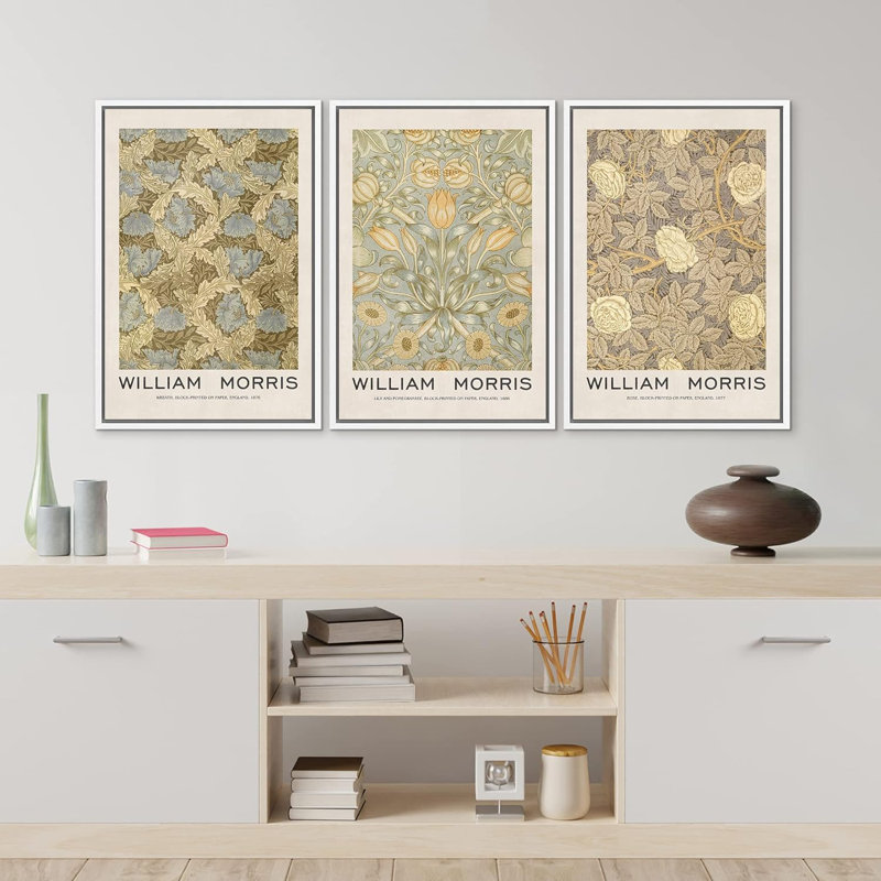 Art mural classique de William Morris, Blanc, H 24 po x l 16 po x P 1,5 po