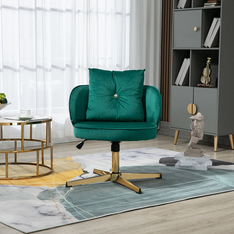 Chaise de bureau Geshia, Or, Vert