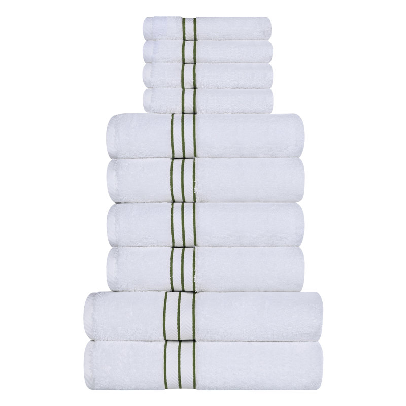 Hotel Turkish Cotton 10-Piece Towel Set, Ultra-Plush & Luxury Weight, Forest Green